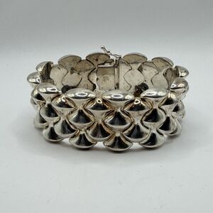 Milor Italy 925 Sterling Silver Wide Link Bracelet 56.4g 7" Heavy Vintage